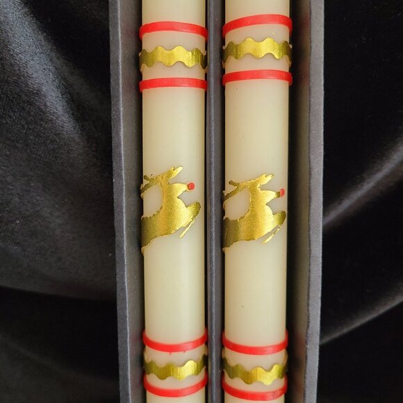 MacKenzie-Childs Reindeer Dinner Candles, Set of 2 - Picture 1 of 6